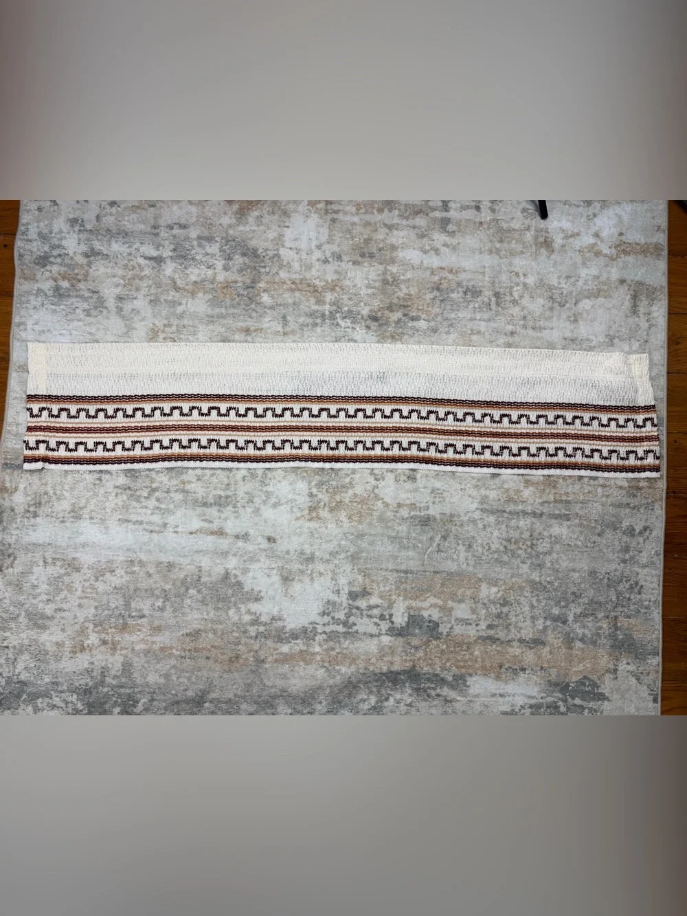 VTG 1970s Sears Woven Cafe Curtains With Valance 3 Pc Set White Brown Orange Tan